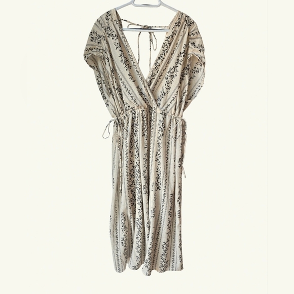 H&M Cover UP OFF White Black Floral Maxi Cotton Vacation Dress M L - Picture 3 of 10